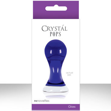 NS Novelties Crystal Pops, синий, Стеклянная пробочка маленького размера NS Novelties Crystal Pops, синий, Стеклянная пробочка маленького размера