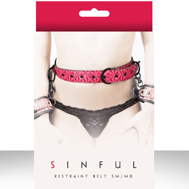 NS Novelties Sinful Restraint Belt, розовый, Ремень малого размера для пристегивания манжет NS Novelties Sinful Restraint Belt, розовый, Ремень малого размера для пристегивания манжет