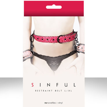 NS Novelties Sinful Restraint Belt, розовый, Ремень большого размера для пристегивания манжет NS Novelties Sinful Restraint Belt, розовый, Ремень большого размера для пристегивания манжет