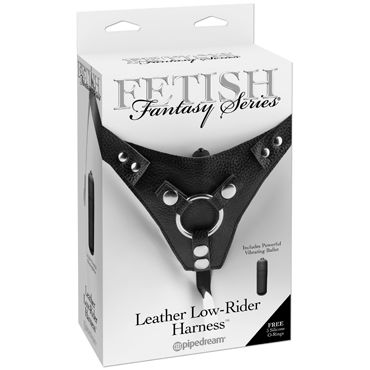 Pipedream Leather Low-Rider Harness, Трусики с вибропулей для страпона Pipedream Leather Low-Rider Harness, Трусики с вибропулей для страпона