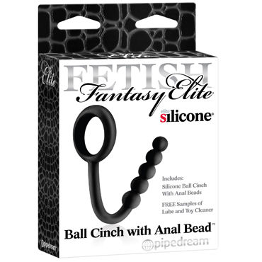 Pipedream Elite Ball Cinch with Anal Bead, черный, Утяжка на мошонку и анальная цепочка Pipedream Elite Ball Cinch with Anal Bead, черный, Утяжка на мошонку и анальная цепочка