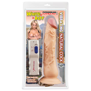 Pipedream Extreme Toyz White Boy Vibrating Natural Cock, Мощный вибратор на присоске Pipedream Extreme Toyz White Boy Vibrating Natural Cock, Мощный вибратор на присоске