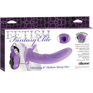 Pipedream Vibrating Hollow Strap-on 20 см, фиолетовый, Полый фаллоимитатор с вибрацией + маска Pipedream Vibrating Hollow Strap-on 20 см, фиолетовый, Полый фаллоимитатор с вибрацией + маска