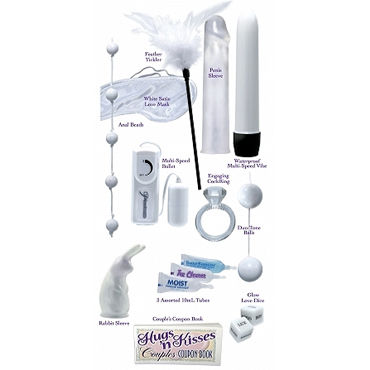 Pipedream White Wedding Kit, Вибратор, насадка, шарики, кольцо, маска и кубик Pipedream White Wedding Kit, Вибратор, насадка, шарики, кольцо, маска и кубик