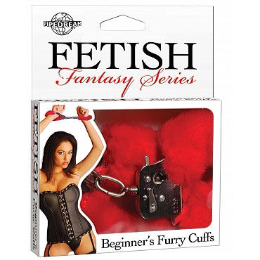 Pipedream Beginners Cuffs красный, Наручники с искусственным мехом Pipedream Beginners Cuffs красный, Наручники с искусственным мехом