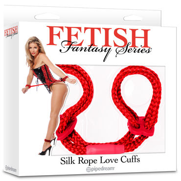 Pipedream Silk Love Cuffs красный, Шелковые веревки для фиксации Pipedream Silk Love Cuffs красный, Шелковые веревки для фиксации