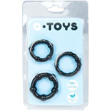 Toyfa A-toys Набор колец, черные Со стимулирующими шариками