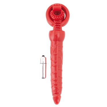 Toyfa вибронасадка, 17,5 см, красная С анальным стимулятором, гибкая