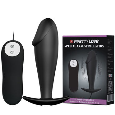Baile Pretty Love Special Anal Stimulation, черная Анальная пробка в форме фаллоса Baile Pretty Love Special Anal Stimulation, черная Анальная пробка в форме фаллоса