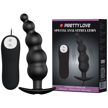 Baile Pretty Love Special Anal Stimulation, черная Анальная елочка с пультом управления Baile Pretty Love Special Anal Stimulation, черная Анальная елочка с пультом управления