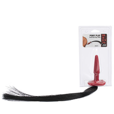 Doc Johnson Pony Play Whip Small, красная Анальная пробка с хвостиком doc johnson kink solid anal balls черная анальная цепочка из 4 шариков
