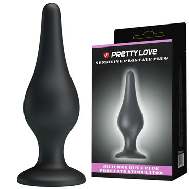 Baile Pretty Love Sensitive Prostate Plug, черная Анальная пробка на присоске среднего размера Baile Pretty Love Sensitive Prostate Plug, черная Анальная пробка на присоске среднего размера