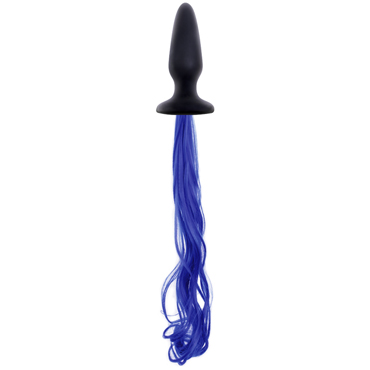 NS Novelties Unicorn Tails Blue, черная Анальная пробка с синим хвостом
