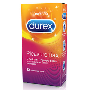 Durex Pleasuremax, 12 шт Презервативы с кольцами и пупырышками