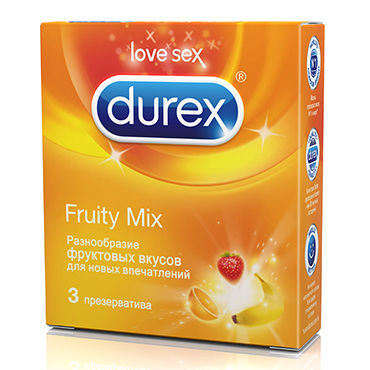 Durex Fruity Mix, 3 шт Презервативы разноцветные