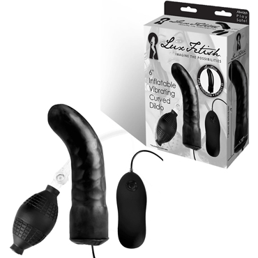 Lux Fetish 6" Inflatable Vibrating Curved Dildo, черный Надувной изогнутый фаллоимитатор с вибрацией
