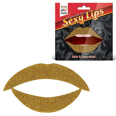 Erotic Fantasy Sexy Lips, золотой блеск Временная татуировка для губ