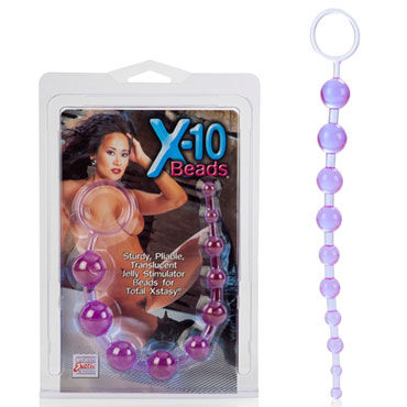 California Exotic X-10 Beads, фиолетовая Гибкая анальная цепочка анальная цепочка first time love beads фиолетовая