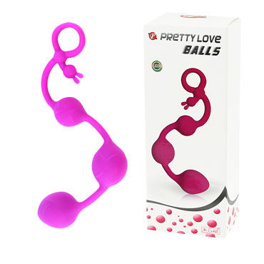 Baile Pretty Love Balls, 25 см Анальные шарики с петлей для извлечения