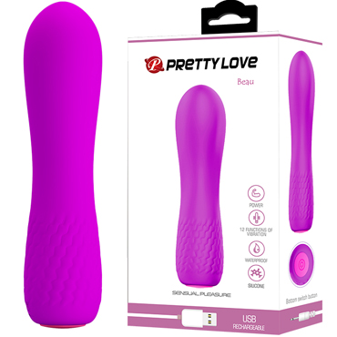 Baile Pretty Love Beau, Розовый Водонепроницаемый вибратор со встроенным аккумулятором Baile Pretty Love Beau, Розовый Водонепроницаемый вибратор со встроенным аккумулятором