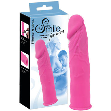 Smile For Men Extension Sleeve, розовая Реалистичная насадка на половой член насадка на член taste of indulgence