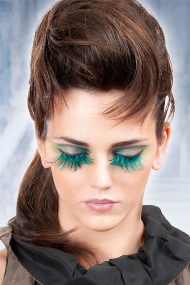 Baci Lashes, голубой Накладные ресницы с перьями