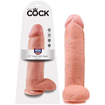 Pipedream King Cock With Balls 31 см, телесный Фаллоимитатор с мошонкой на присоске Pipedream King Cock With Balls 31 см, телесный Фаллоимитатор с мошонкой на присоске