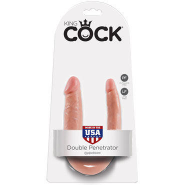 Pipedream KIng Cock U-Shaped Small Double Trouble, телесный Анально-вагинальный фаллоимитатор малого размера цена Pipedream KIng Cock U-Shaped Small Double Trouble, телесный Анально-вагинальный фаллоимитатор малого размера цены онлайн
